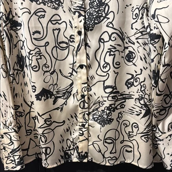 Rachel Zoe Cream and Black Abstract Shirt - Picture 5 of 11